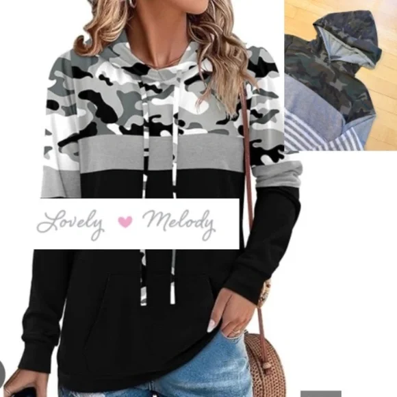 New Lovely Melody color block hoodie top, S - Picture 1 of 5